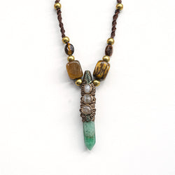 Tiger's Eye Moonstone Green Crystal Handmade Pendant Necklace