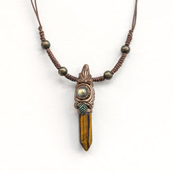 Tiger's Eye Handmade Pendant Necklace with Bronze Accents