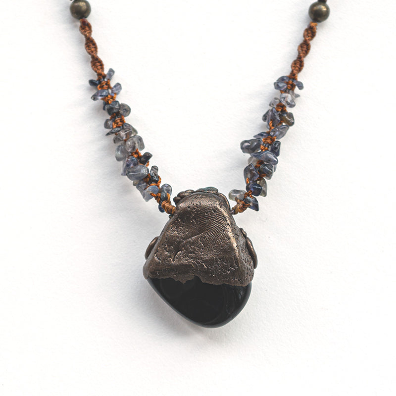 Enchanted Shadow Labradorite & Obsidian Handmade Amulet Necklace