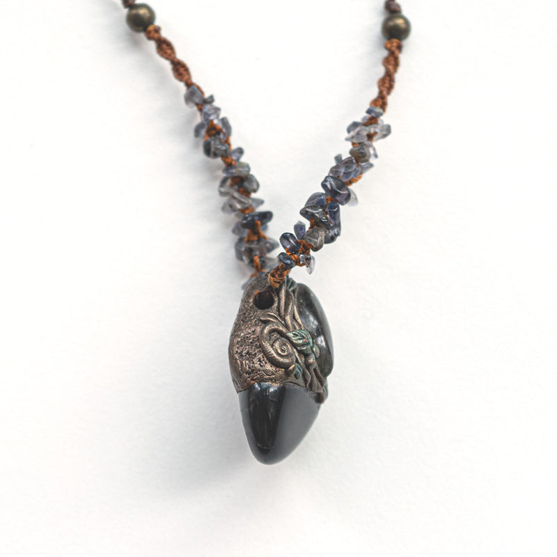 Enchanted Shadow Labradorite & Obsidian Handmade Amulet Necklace