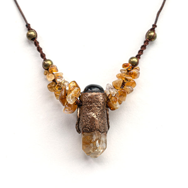 Citrine Tiger's Eye Handmade Pendant Necklace